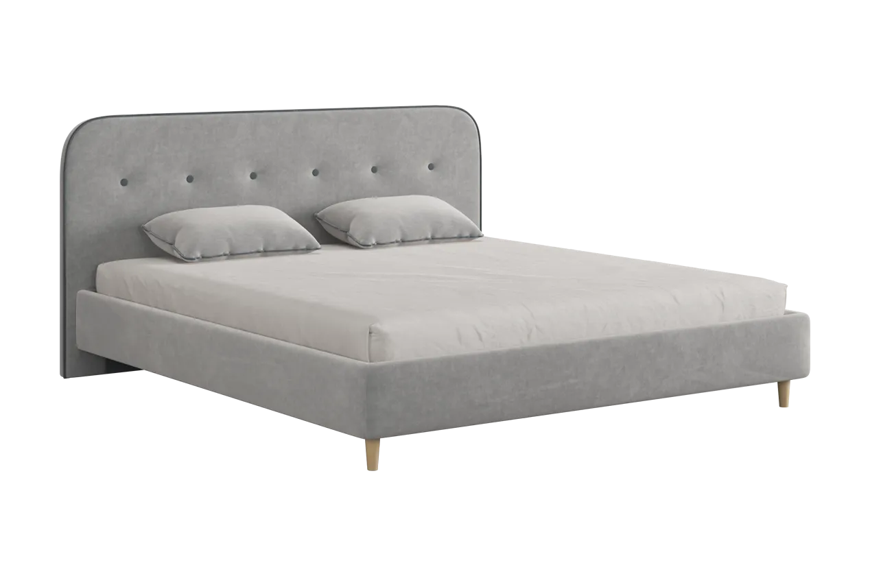 Кровать с основанием Лео 180х200 см галька (велюр)/графит (велюр) в Сургуте - surgut.mebel-tymen.ru | фото
