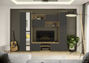 Гостиная Герда Дуб крафт серый/Антрацит в Сургуте - surgut.mebel-tymen.ru | фото