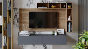 Гостиная «Порто» №1 Яблоня Беллуно, Графит софт в Сургуте - surgut.mebel-tymen.ru | фото