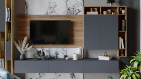 Гостиная «Порто» №6 Яблоня Беллуно, Графит софт в Сургуте - surgut.mebel-tymen.ru | фото