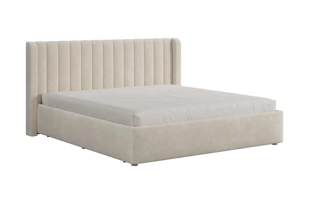 Кровать (каркас) Ева 180х200 см крем (велюр) в Сургуте - surgut.mebel-tymen.ru | фото