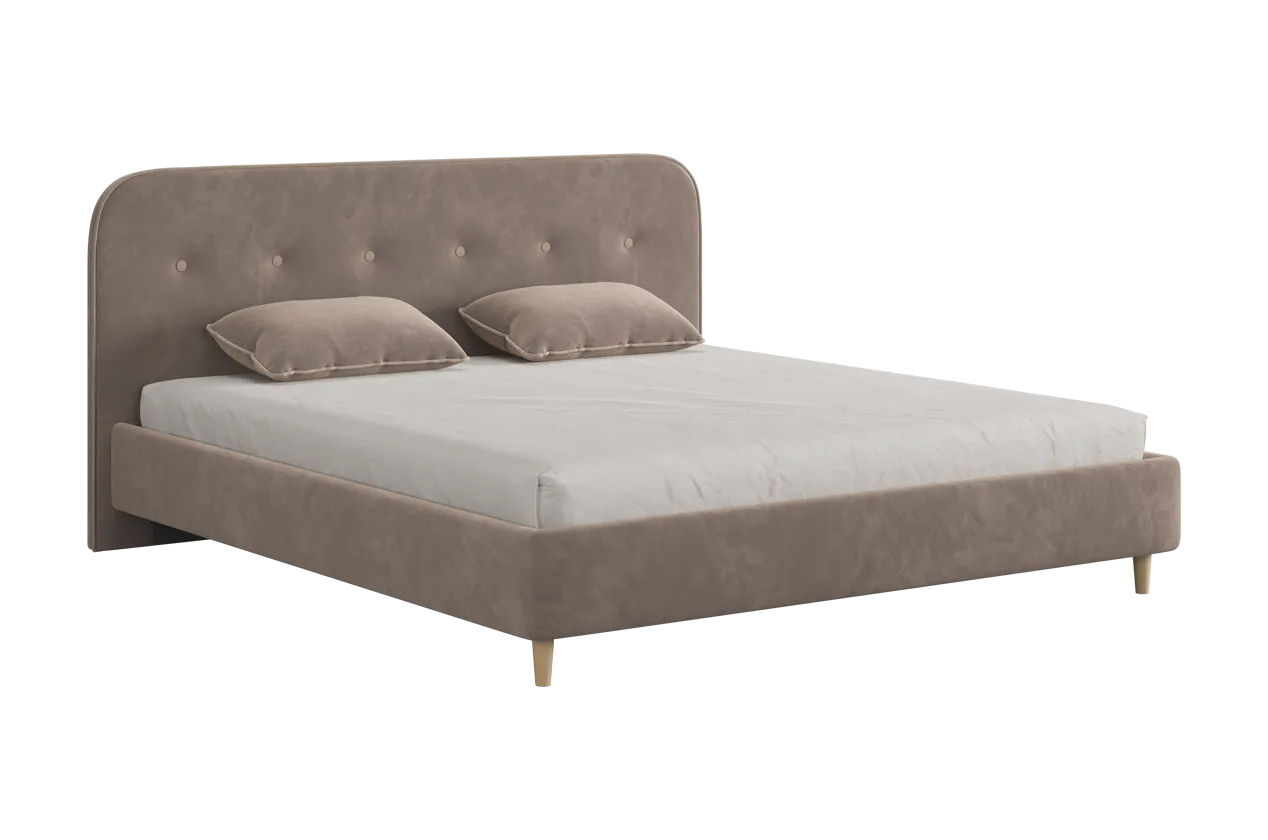 Кровать с основанием Лео 180х200 см латте (велюр)/капучино (велюр) в Сургуте - surgut.mebel-tymen.ru | фото