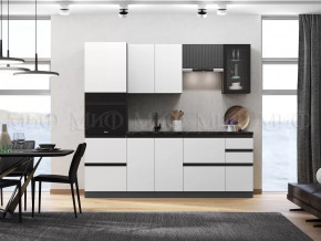 Кухня Техно-6 2,4м (Графит/Белый снег софт/Графит софт) в Сургуте - surgut.mebel-tymen.ru | фото