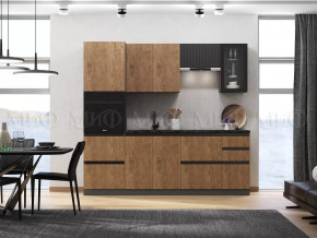 Кухня Техно-6 2,4м (Графит/Экзотическое дерево Амазония/Графит софт) в Сургуте - surgut.mebel-tymen.ru | фото