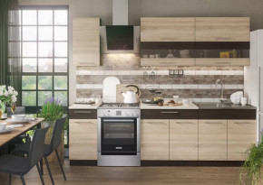 Кухонный гарнитур Маша 2,0 м венге/дуб сонома в Сургуте - surgut.mebel-tymen.ru | фото