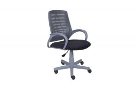 Кресло Ирис пластик серый-сетка серая/ткань NEO-26 (флок) серая (подл.пластик серый)/осн.пластик серый в Сургуте - surgut.mebel-tymen.ru | фото