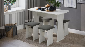 Обеденная группа тип 1 Дуб крафт белый/Велюр серый в Сургуте - surgut.mebel-tymen.ru | фото