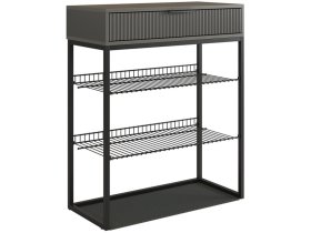 Обувница Вельвет графит/графит матовый/черный муар в Сургуте - surgut.mebel-tymen.ru | фото