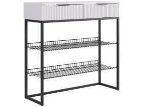 Обувница Классная 1 белое дерево/белый матовый/черный муар в Сургуте - surgut.mebel-tymen.ru | фото