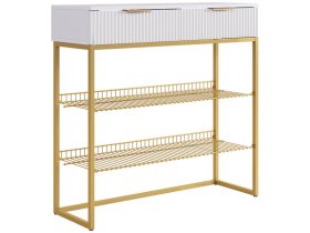 Обувница Классная 1 белое дерево/белый матовый/золото в Сургуте - surgut.mebel-tymen.ru | фото