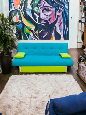 Прямой диван манго 4 Нео Азуре/Подушки Салат в Сургуте - surgut.mebel-tymen.ru | фото