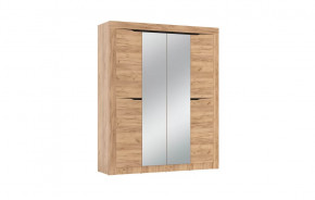 Шкаф для одежды 90.01 Флорида (4-х дв.) с зеркалом (ЛДСП Дуб золотой / ЛДСП Венге) в Сургуте - surgut.mebel-tymen.ru | фото