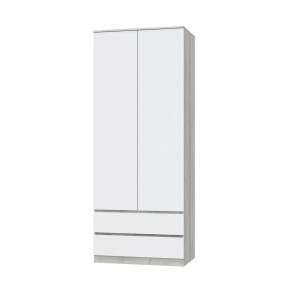 Шкаф двухдверный Лори, 902 мм, дуб серый/белый в Сургуте - surgut.mebel-tymen.ru | фото