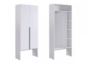 Шкаф двухдверный L800 Баско белое дерево в Сургуте - surgut.mebel-tymen.ru | фото