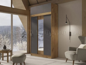 Шкаф с антресолью Басямиф, графит/дуб крафт в Сургуте - surgut.mebel-tymen.ru | фото