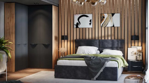 Спальный гарнитур «Глосс» №9 Яблоня Беллуно, Стекло Графит матовый в Сургуте - surgut.mebel-tymen.ru | фото