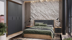 Спальный гарнитур «Хилтон» №2 Дуб Крафт золотой, Графит матовый в Сургуте - surgut.mebel-tymen.ru | фото