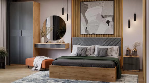 Спальный гарнитур «Хилтон» №3 Дуб Крафт золотой, Графит матовый в Сургуте - surgut.mebel-tymen.ru | фото