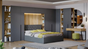 Спальный гарнитур «Порто» №3 Яблоня Беллуно, Графит софт, Велюр Confetti Stone в Сургуте - surgut.mebel-tymen.ru | фото