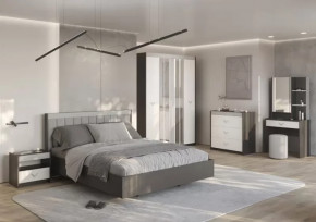 СТЕФАНИ Спальня №1, ЛДСП Графит-МДФ Серый софт/ЛДСП Рамух белый в Сургуте - surgut.mebel-tymen.ru | фото