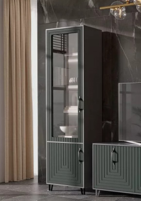 Стеклопенал Квадро М-1 серый графит/софт пестовый в Сургуте - surgut.mebel-tymen.ru | фото