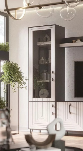 Стеклопенал Квадро М-1 серый графит/софт вайт в Сургуте - surgut.mebel-tymen.ru | фото