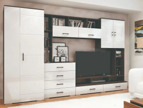 Стенка Коста МДФ Венге-белый глянец в Сургуте - surgut.mebel-tymen.ru | фото