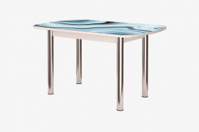 Стол Бостон 2, фотопечать Агат, белый/хром в Сургуте - surgut.mebel-tymen.ru | фото