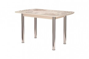 Стол Бостон-3 раздвижной, ваниль, фотопечать/хром брифинг в Сургуте - surgut.mebel-tymen.ru | фото