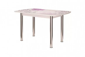 Стол Бостон-3 раздвижной, виолет, фотопечать/хром брифинг в Сургуте - surgut.mebel-tymen.ru | фото
