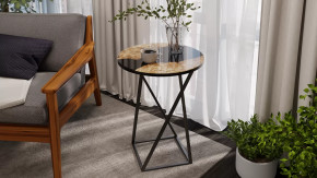 Стол журнальный ДП 1-03-05 исп. 2 Черный, Стекло с рисунком Слэб черный в Сургуте - surgut.mebel-tymen.ru | фото