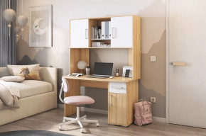 Стол компьютерный Лайт К2 дуб сонома/белый в Сургуте - surgut.mebel-tymen.ru | фото