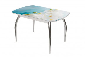 Стол овальный Бостон-2 Белая орхидея, 1100*700 мм, хром триумф в Сургуте - surgut.mebel-tymen.ru | фото