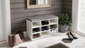 Тумба для обуви Тип 10 Дуб крафт белый, Велюр Графит в Сургуте - surgut.mebel-tymen.ru | фото